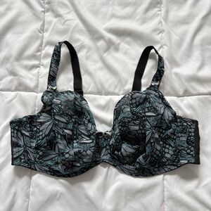 Elomi Tiffany Unlined Bra Womens Size 40DD Blue Butterfly Lace Bow Whimsy Fairy